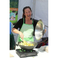 Michelle Hegarty, of Home Grown Catering, showed how to prepare a simple, healthy meal using fresh produce on offer at the market.
