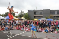 Simon Wright, from Eltham, performed acrobatics and knife juggling, whilst balancing on a 10 foot unicycle!