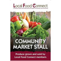 The sign for the Community market stall.